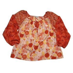 Pioneer Woman Print Blouse L Floral Boho Top